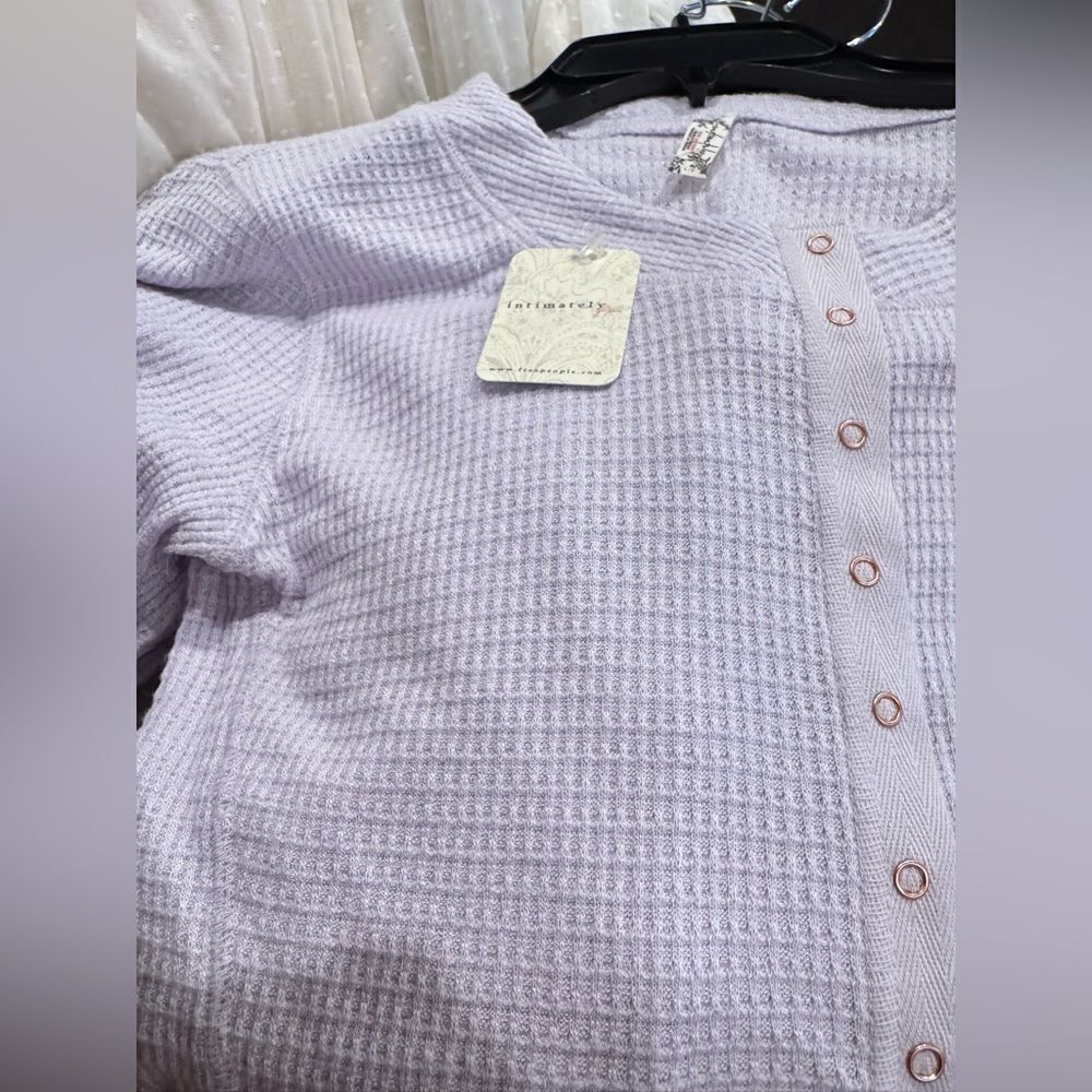 FREE PEOPLE Going Places Cardi LAVENDER ICE Long Sleeve Button-Up Top - Picture 7 of 7